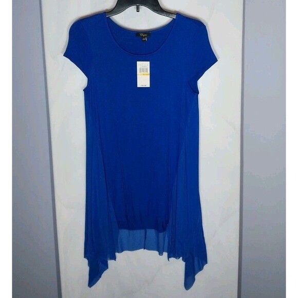 Cupio Tops - New Cupio Tunic Top Sz S Royal Blue Asymmetrical Hankerchief Flowy Boho Chic